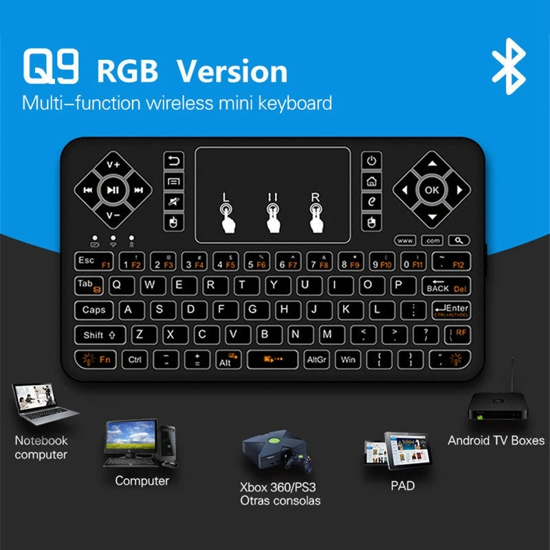Wireless Keyboard Backlight Mini Multi-Contact Smart Bluetooth Keyboard With Three Colors Black Plastic
Wireless Keyboard Backlight Mini Multi-Contact Smart Bluetooth Keyboard With Three Colors Black Plastic
