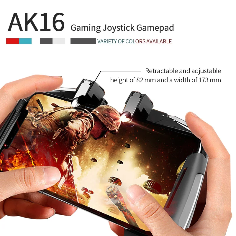 AK 16 L1R1 Shooter Stretchable PUBG Game Controller Universal Colorful Gaming Joystick Gamepad Trigger Fire Button
AK 16 L1R1 Shooter Stretchable PUBG Game Controller Universal Colorful Gaming Joystick Gamepad Trigger Fire Button
