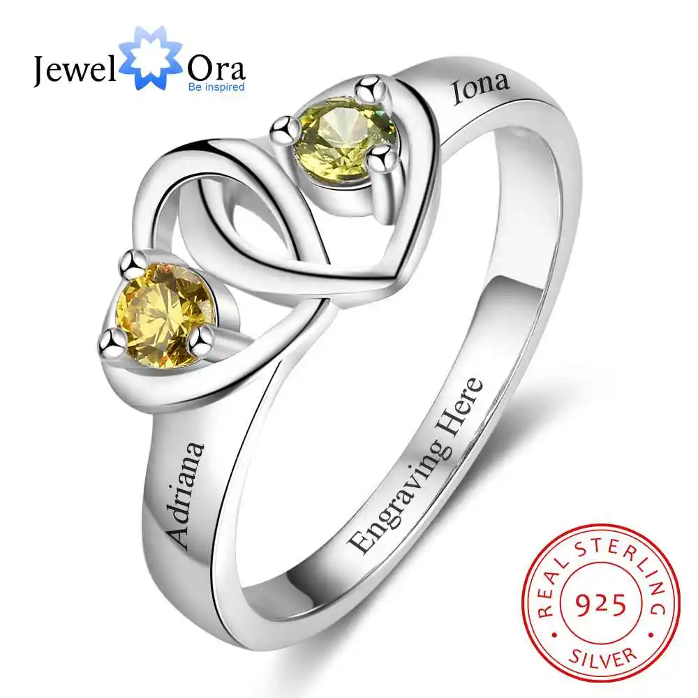 Heart to Heart Personalized Ring Custom Engrave Names & Birthstone Promise Rings 925 Sterling Silver Jewelry (JewelOra RI103273)
Heart to Heart Personalized Ring Custom Engrave Names & Birthstone Promise Rings 925 Sterling Silver Jewelry (JewelOra RI103273)
