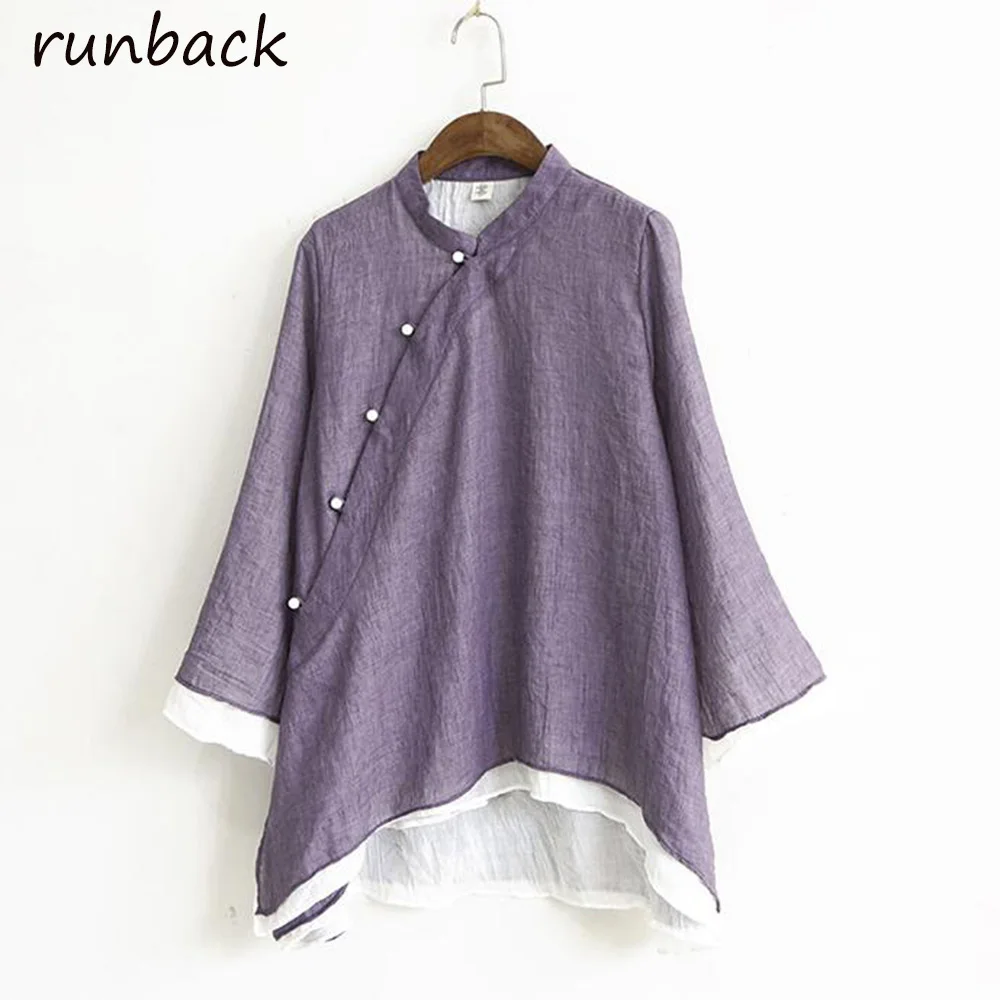 Runback Women Chinese Style Elegant Shirts Stand Collar Casual Blouses 2019 Spring New Loose Vintage Tops Brief Irregular Shirt
Runback Women Chinese Style Elegant Shirts Stand Collar Casual Blouses 2019 Spring New Loose Vintage Tops Brief Irregular Shirt