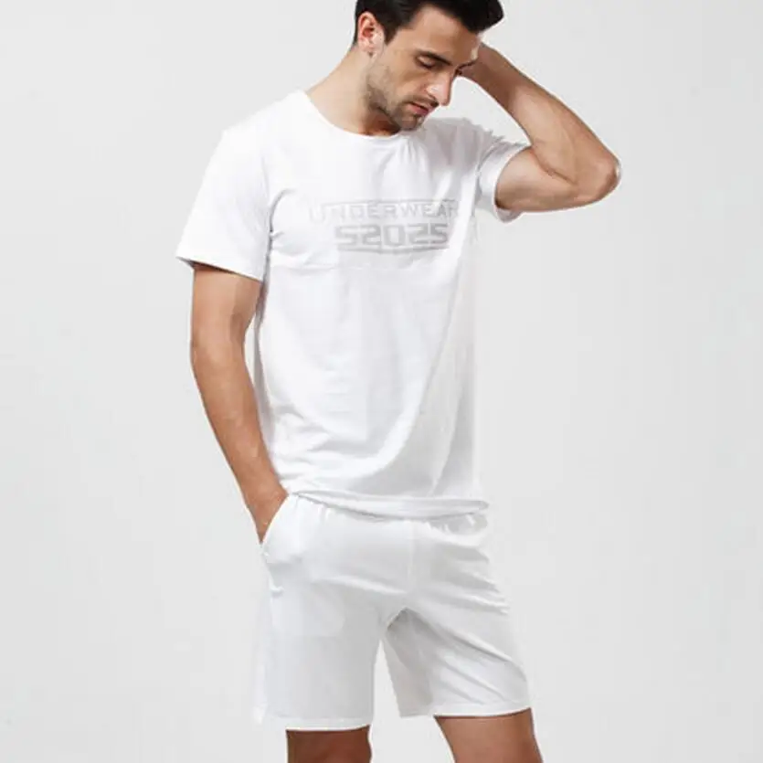 

New Men's casual sleepwear men's modal summer lounge t-shirt shorts set thin cool men's sleep wear men pajamas sleepwear