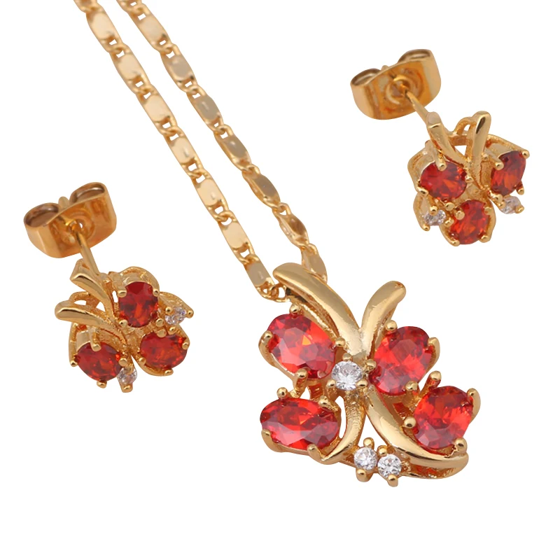 Beautiful Butterfly Gold color Earring Necklace Fashion Jewelry Sets Garnet Zirconia Health Nickel & Lead free JS319A
Beautiful Butterfly Gold color Earring Necklace Fashion Jewelry Sets Garnet Zirconia Health Nickel & Lead free JS319A