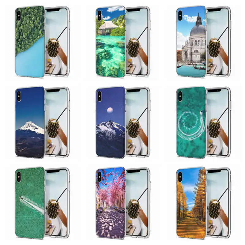 Soft Phone Case For iPhone X XS XR Covers TPU Colorful Silicon Drawing Painted Leaf scenery iPhone6 7 Max E632 |
