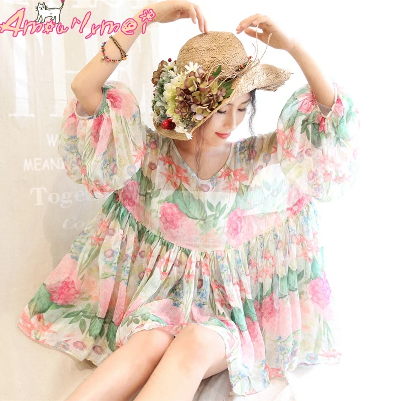 2018 Summer Women Blouse Japanese Mori Girl Floral Printed Chiffon Shirt Lolita Kawaii Sweet Princess Shirt Femme Tops Blusas
2018 Summer Women Blouse Japanese Mori Girl Floral Printed Chiffon Shirt Lolita Kawaii Sweet Princess Shirt Femme Tops Blusas