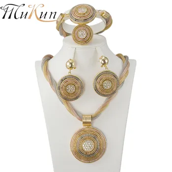 MUKUN Fashion African Beads Jewelry Set Exquisite round Dubai Gold Color Crystal Jewelry Set Nigerian Wedding Bridal Bijoux
MUKUN Fashion African Beads Jewelry Set Exquisite round Dubai Gold Color Crystal Jewelry Set Nigerian Wedding Bridal Bijoux