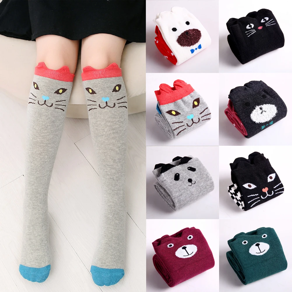 Image 1 Pair girl Autumn Winter Favorite Cute Thigh Long Cotton Socks Funky 3D Cartoon Animal Over Knee High Seamless Socks 2016
