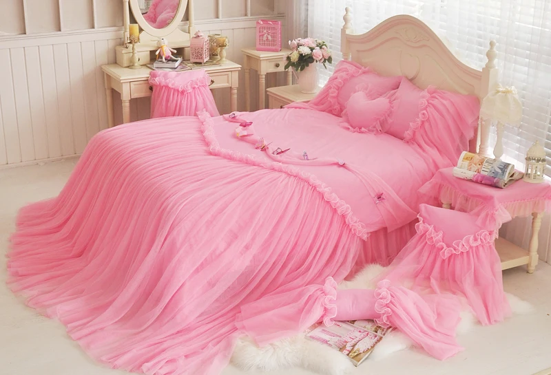 4 Cotton Lace Luxury Wedding Decorative Bedding Set Butterfly