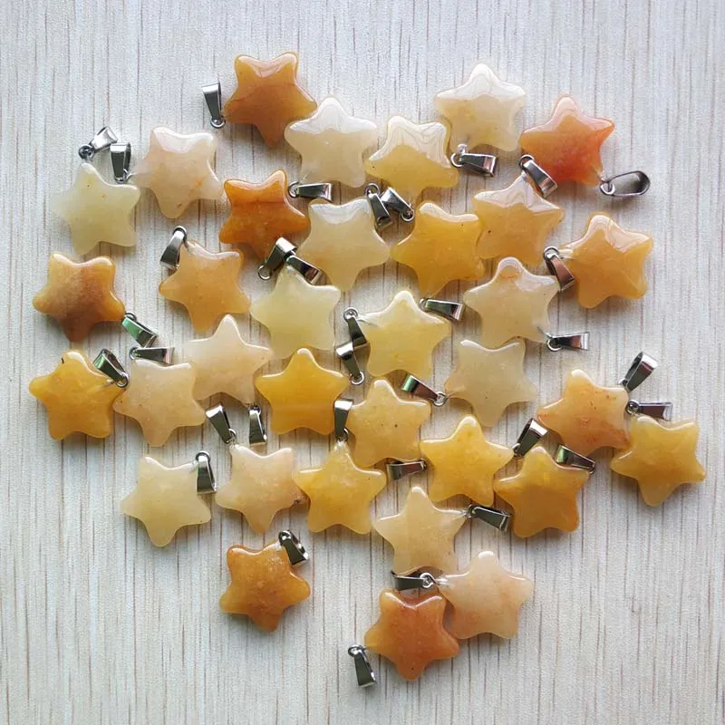 

Fashion good quality natural yellow onyx five-pointed star charm pendants for jewelry making 50pcs/lot Wholesale free shipping