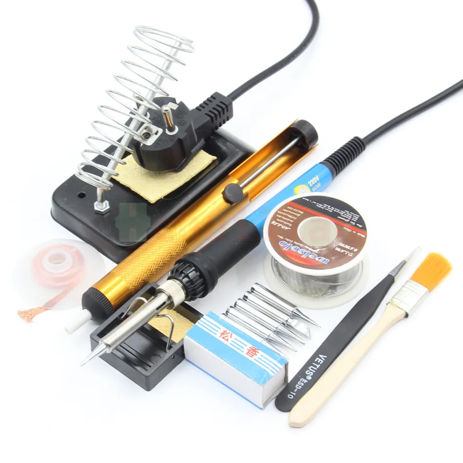 220V 60W Adjustable Temperature Electric Soldering Iron Kit With 5pcs Tips Portable welding rework repair tool
220V 60W Adjustable Temperature Electric Soldering Iron Kit With 5pcs Tips Portable welding rework repair tool