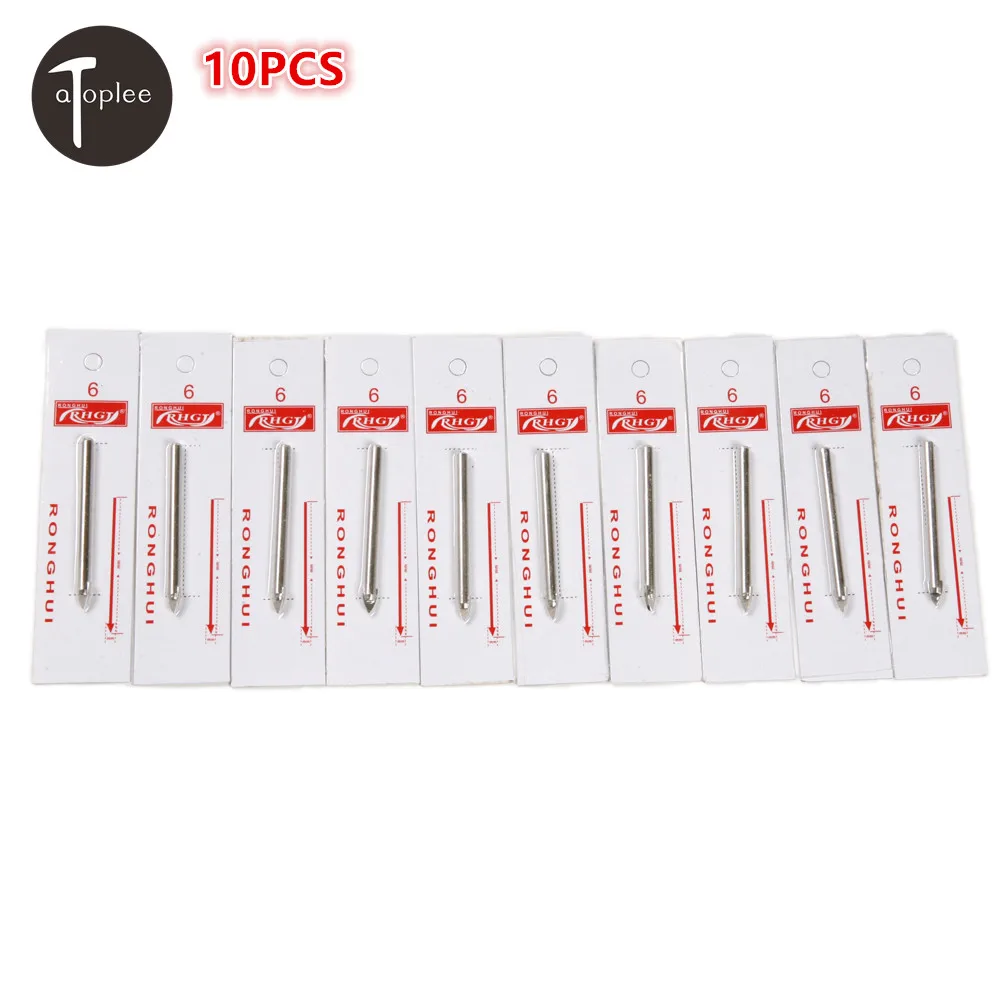10pcs 6mm Tip Glass Ceramic Tile Drill Bits Tungsten Carbide Drilling Bit 6.8cm length Power Tool Accessories 
10pcs 6mm Tip Glass Ceramic Tile Drill Bits Tungsten Carbide Drilling Bit 6.8cm length Power Tool Accessories