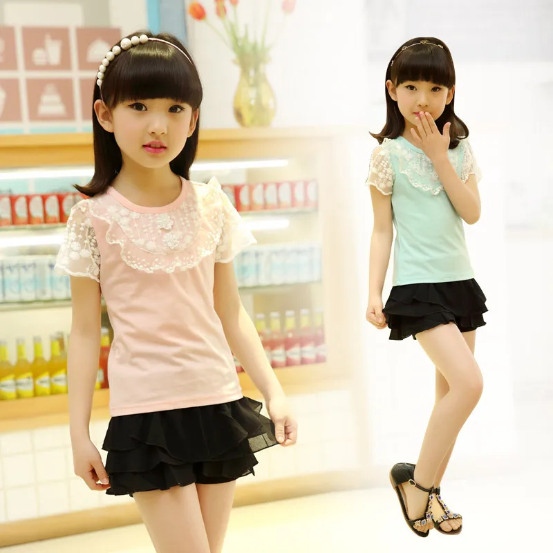 Children's Clothing Summer Girls Lace Princess T-shirt Short Sleeve Dress Kids Clothing Pink Yellow Blue
Children's Clothing Summer Girls Lace Princess T-shirt Short Sleeve Dress Kids Clothing Pink Yellow Blue