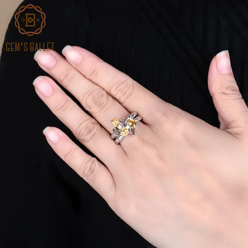 Gem's Ballet Multicolor Natural Citrine Smoky Quartz Gemstone Ring 925 Sterling Silver Geometric Rings For Women Fine Jewelry
Gem's Ballet Multicolor Natural Citrine Smoky Quartz Gemstone Ring 925 Sterling Silver Geometric Rings For Women Fine Jewelry