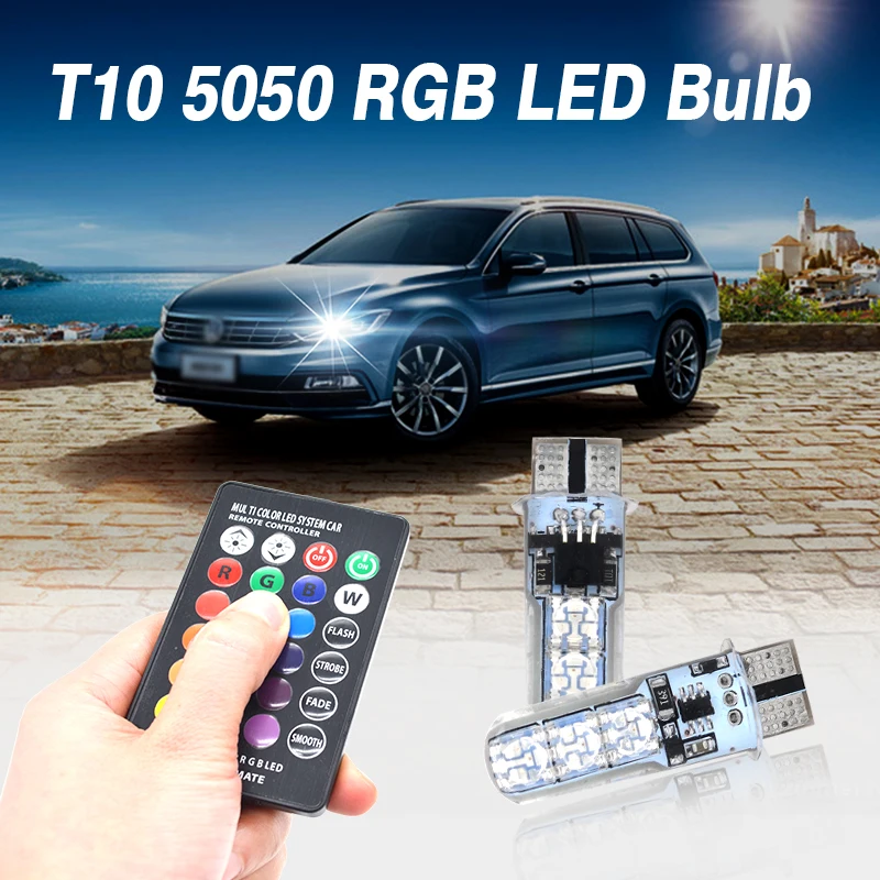 SKYJOYCE 2PCS/Set 12V T10 W5W 5050 LED Car Lights 6SMD RGB LED Interior Clearance Reading Wedge Signal Lamp With Remote Control
SKYJOYCE 2PCS/Set 12V T10 W5W 5050 LED Car Lights 6SMD RGB LED Interior Clearance Reading Wedge Signal Lamp With Remote Control