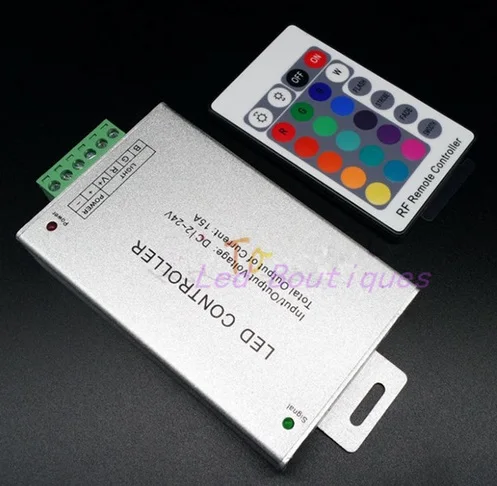 Лучшая цена 1 pcsDC12-24V 24 клавиши 15A RF Алюминий RGB контроллер 3CH 5A каждый Цвет для 5050 3528