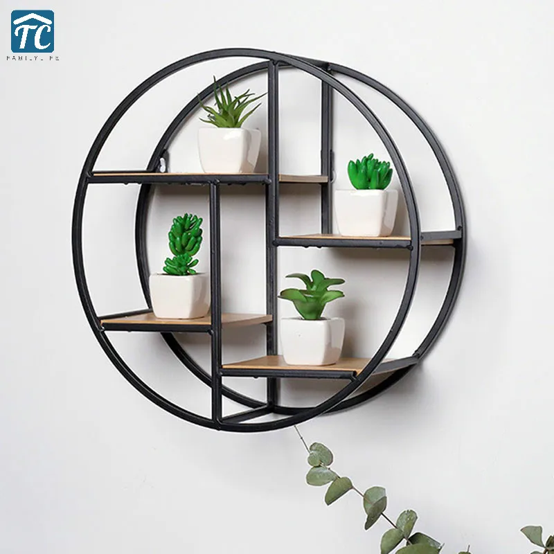 Metal Wall Hanging Shelf Office Sundries Art Decorative Craft Holder Racks Living Room Bedroom Wooden Retro Storage Shelves | Дом и сад