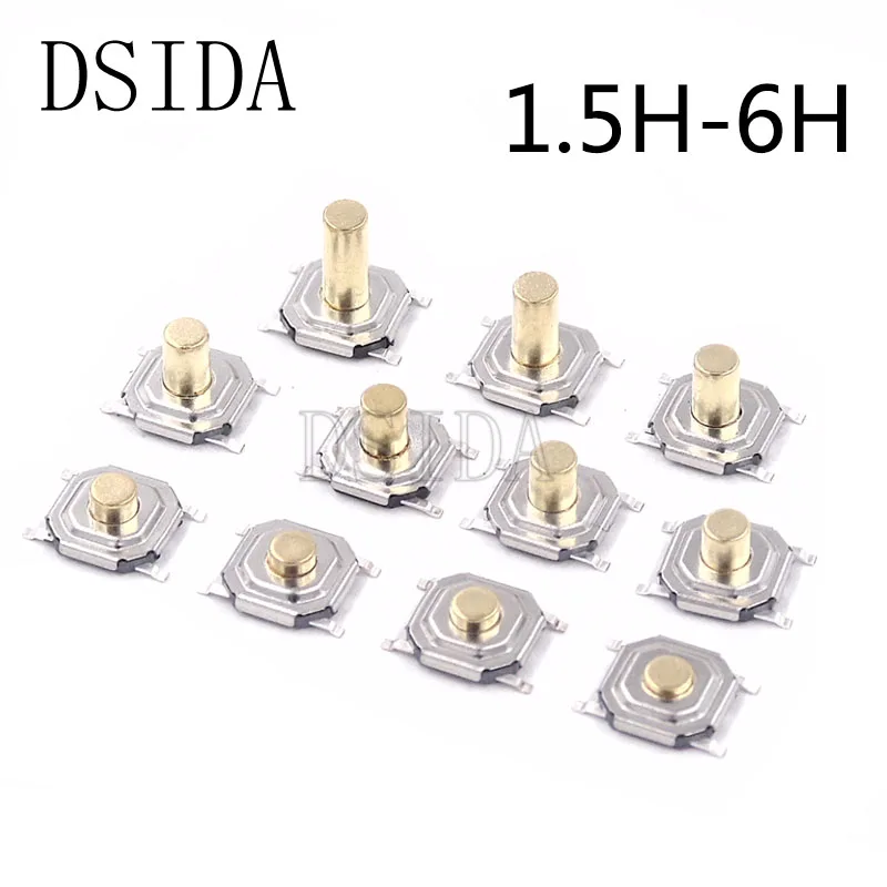 PCB Tactile Push Button Switch 4x4 Micro Switch 4*4*1.5/1.6/1.7/1.9/2/2.3/2.5/3/3.5/4/4.3/5/6mm mm mini Tact switch (100PCS/LOT)
PCB Tactile Push Button Switch 4x4 Micro Switch 4*4*1.5/1.6/1.7/1.9/2/2.3/2.5/3/3.5/4/4.3/5/6mm mm mini Tact switch (100PCS/LOT)