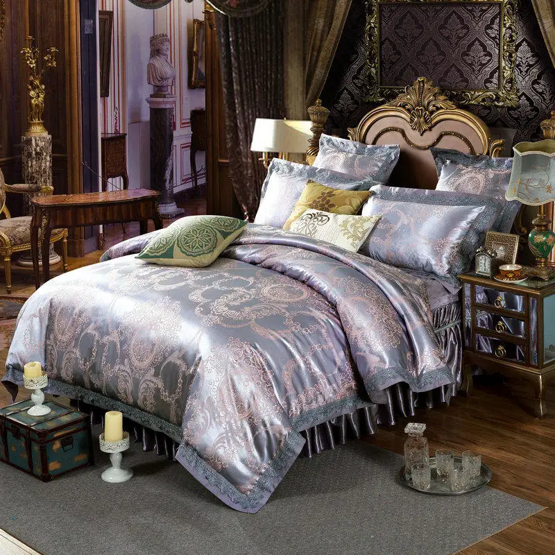 Regal Comfort The Silver Gold King Queen 4/6 Piece Satin Cotton Duvet cover Cotton Ruffle Bed Skirt Pillow Shams
Regal Comfort The Silver Gold King Queen 4/6 Piece Satin Cotton Duvet cover Cotton Ruffle Bed Skirt Pillow Shams