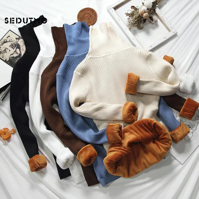 SEDUTMO Winter Thick Velvet Women Sweater Pullovers Turtleneck Warm Knitted Jumper Slim Basic Sweater Black Top ED680
SEDUTMO Winter Thick Velvet Women Sweater Pullovers Turtleneck Warm Knitted Jumper Slim Basic Sweater Black Top ED680