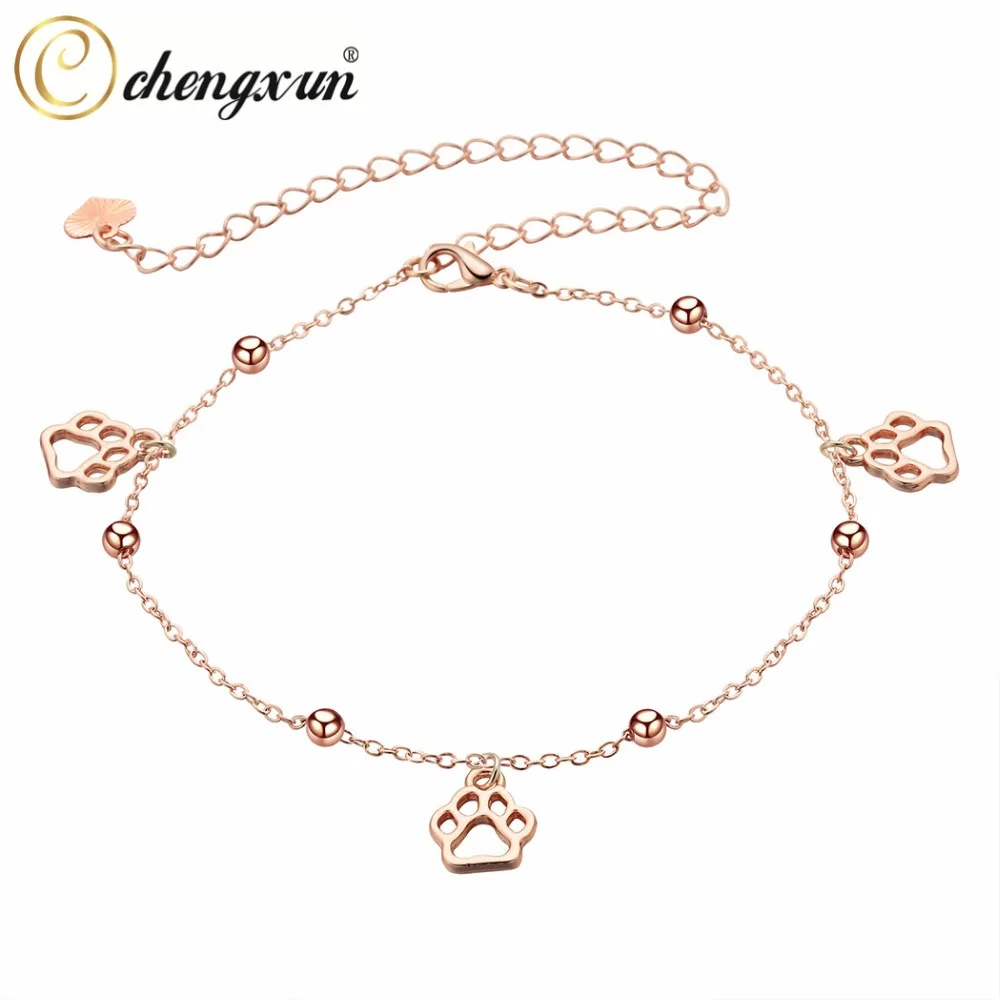CHENGXUN Cute Girls Baby Cat Paw Hollow Out Footprint Anklet Bracelet Rose Gold Fashion Summer Beach Sandal Jewelry
CHENGXUN Cute Girls Baby Cat Paw Hollow Out Footprint Anklet Bracelet Rose Gold Fashion Summer Beach Sandal Jewelry