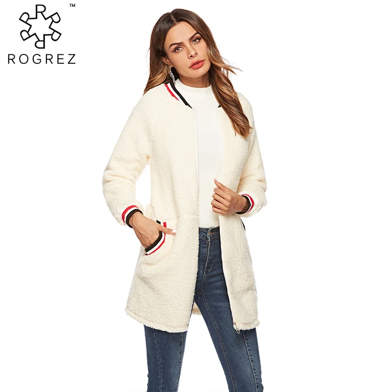 ROGREZ Winter Wool Sheepskin Faux Fur Cashmere Coat Female Jacket Zipper Round Neck Casual Keep Warm Streetwear 2018
ROGREZ Winter Wool Sheepskin Faux Fur Cashmere Coat Female Jacket Zipper Round Neck Casual Keep Warm Streetwear 2018