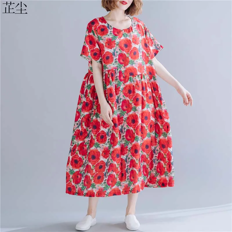 Vintage Art Print Floral Maxi Dress Women Cotton Robe Femme Long Dress Short Sleeve Loose Big Size Red Boho Beach Dress 4XL 2019
Vintage Art Print Floral Maxi Dress Women Cotton Robe Femme Long Dress Short Sleeve Loose Big Size Red Boho Beach Dress 4XL 2019