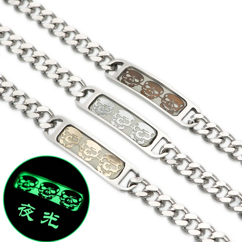 Luminous Skull Bracelet Stainless Steel Charming Luminous Bracelets For Men Glow In The Dark Bracelet & Bangle Punk Party Bijoux
Luminous Skull Bracelet Stainless Steel Charming Luminous Bracelets For Men Glow In The Dark Bracelet & Bangle Punk Party Bijoux