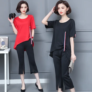summer wear new big yards female fashion two-piece sister suits women casual plus size sweatshirt top pants red black L -5XL
summer wear new big yards female fashion two-piece sister suits women casual plus size sweatshirt top pants red black L -5XL