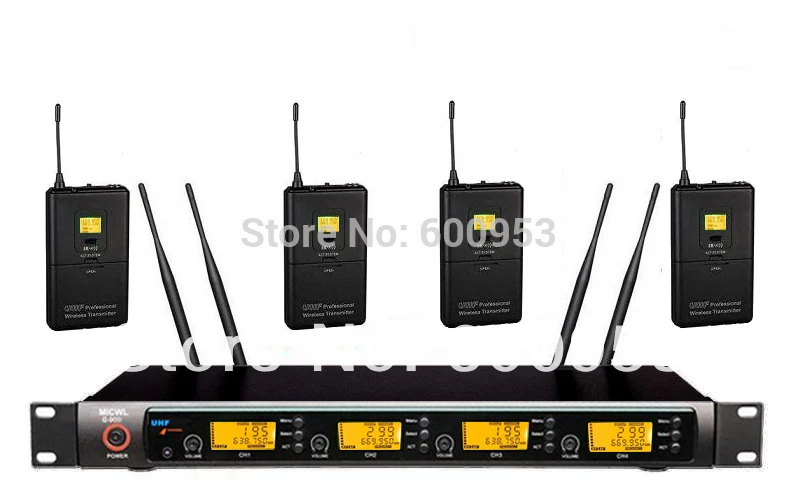 G900 Professional 4x100 Channel UHF Wireless Microphone System (Bodypack Transmitte)
G900 Professional 4x100 Channel UHF Wireless Microphone System (Bodypack Transmitte)
