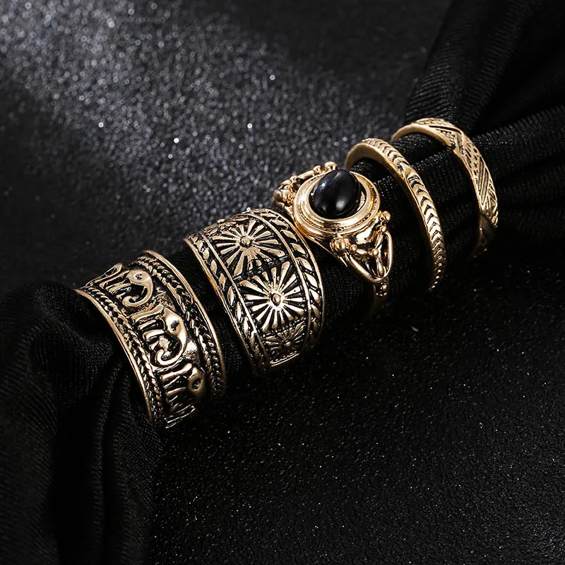5 Pcs/set Fashion Female Gold Geometric Pattern Big Rings For Women Vintage Boho Black Acrylic Rhinestone Ring Set Party Jewelry
5 Pcs/set Fashion Female Gold Geometric Pattern Big Rings For Women Vintage Boho Black Acrylic Rhinestone Ring Set Party Jewelry