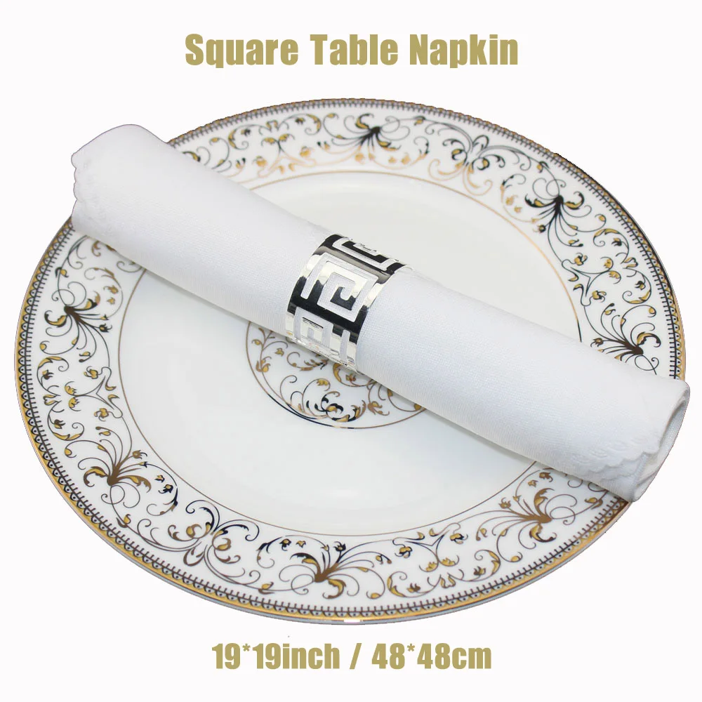 Фото Hot 20pcs Restaurant Washable Polyester White DiningTable Napkin Hotel Banquet Folding Cloth 19" Square Serviette Party Decor  Дом и | Table Napkins (32820386174)