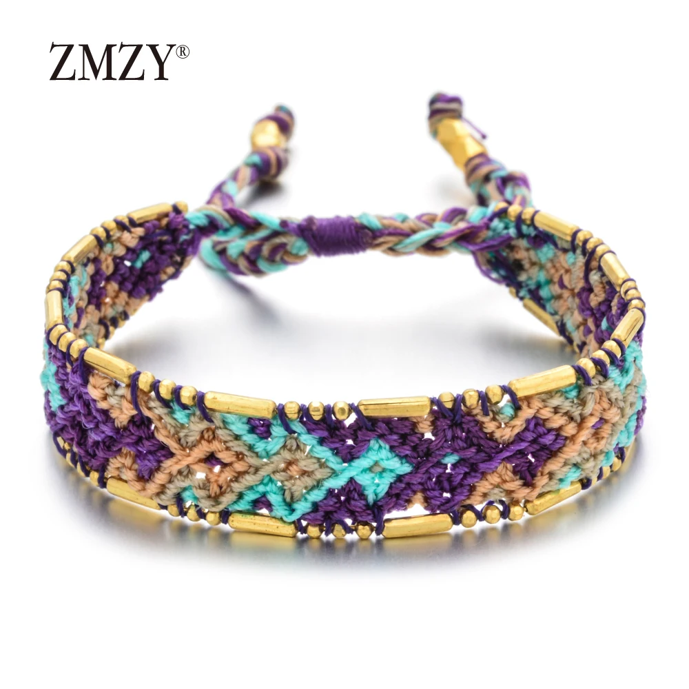 Женский плетеный браслет в богемном стиле ZMZY винтажный регулируемый бохо