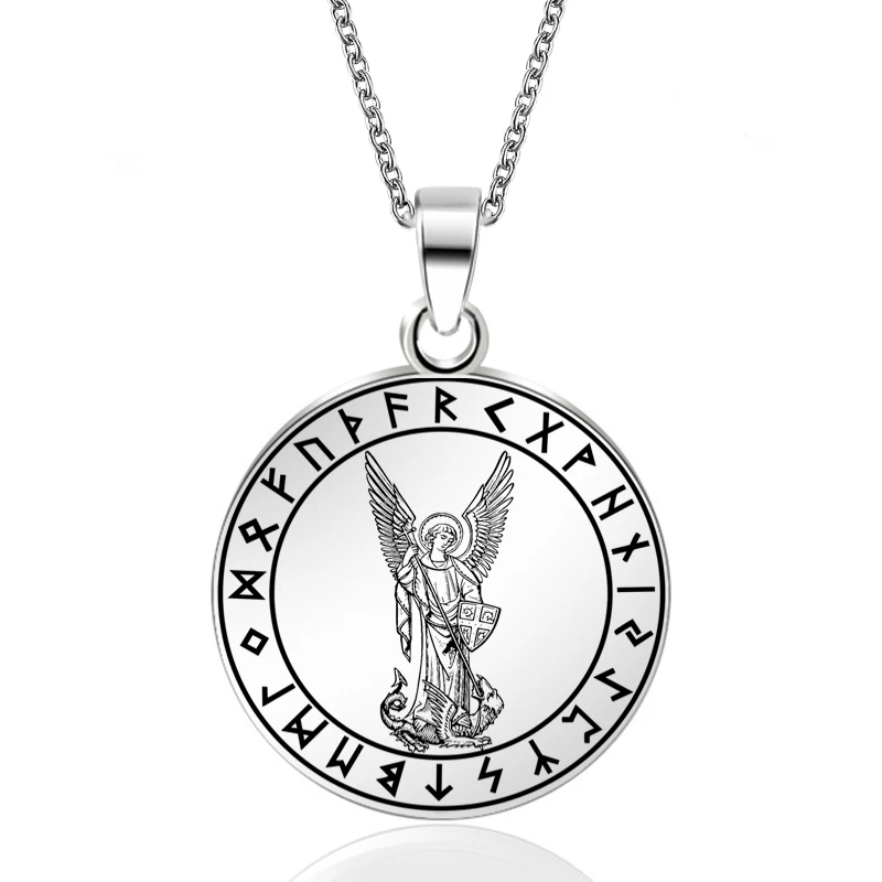 viking runes circular and st michael pendant2 1