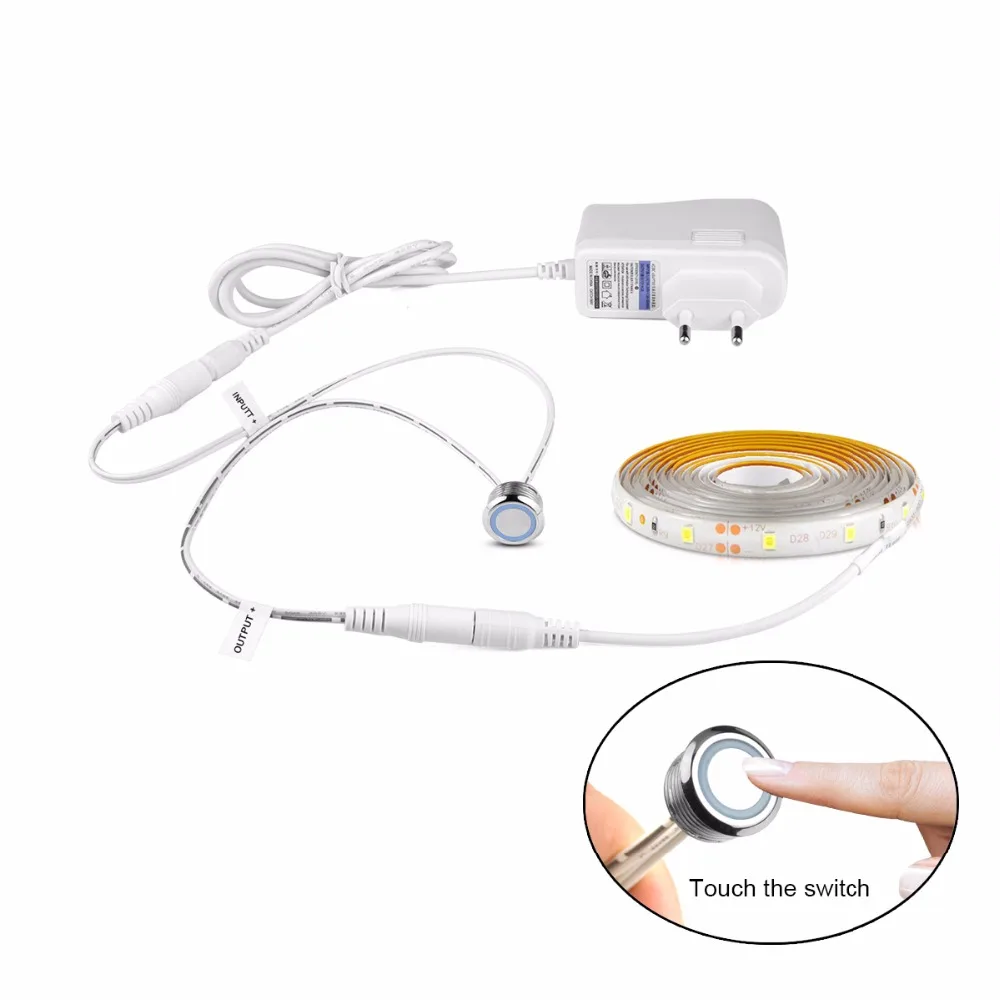 Waterproof DC 12V Stepless Dimmable 2835 SMD LED Strip light 220V EU plug 2A Power Supply Touch Switch Bed Closet Cabinet light
Waterproof DC 12V Stepless Dimmable 2835 SMD LED Strip light 220V EU plug 2A Power Supply Touch Switch Bed Closet Cabinet light