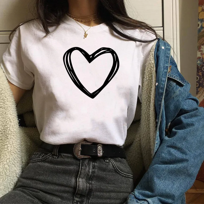 Plue Size 2019 Summer Couples Lovers T-Shirt For Lady Student Casual White Tops Women T Shirt Pretty Heart Print Tshirt Female
Plue Size 2019 Summer Couples Lovers T-Shirt For Lady Student Casual White Tops Women T Shirt Pretty Heart Print Tshirt Female
