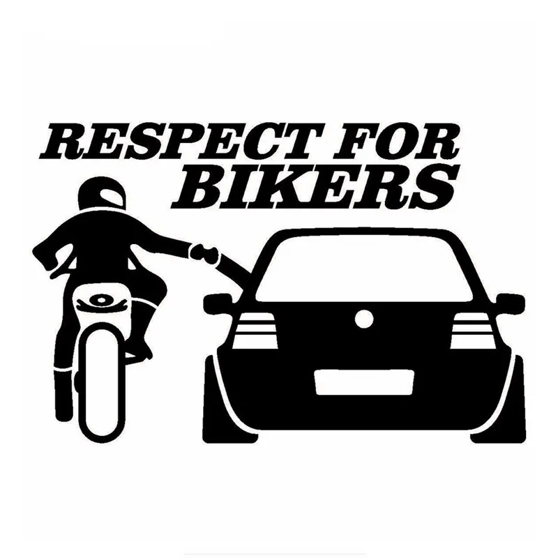 Фото Sticker ON Car 3D 20*13cm Respect for Bikers Auto Door Stickers and Decals Funny Motorcycle Styling JDM Vinyl Decal | Автомобили и
