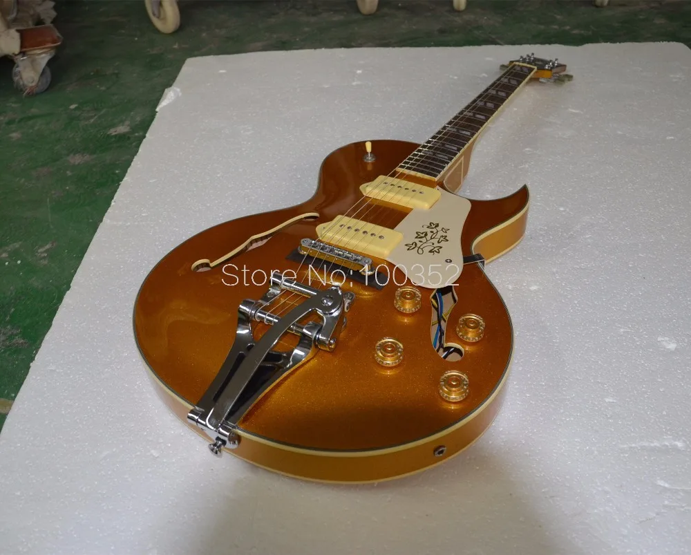 top quaity QShelly custom jazz hollow body F hole goldtop vintage chrome tuners cream P90 pickups binding electric guitar
top quaity QShelly custom jazz hollow body F hole goldtop vintage chrome tuners cream P90 pickups binding electric guitar