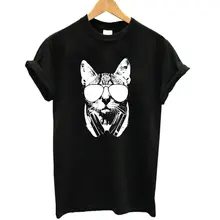 2017 Brand 100% Summer Harajuku Animal 3D DJ Cat Print Shirt O-Neck Short Sleeve T Shirt Women Tops Best Friend Girls T-shirt