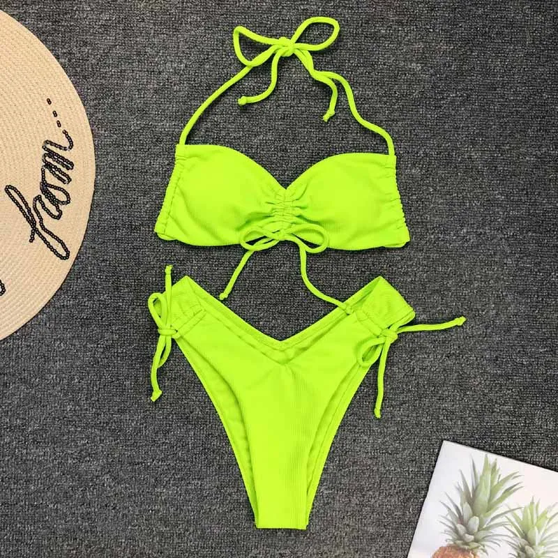 Sexy High Leg Cut Bikini Women Triangle Swimwear Female Swimsuit Solid Thong Bikini set Lace Up Bather Bathing Suit Swim 5177
Sexy High Leg Cut Bikini Women Triangle Swimwear Female Swimsuit Solid Thong Bikini set Lace Up Bather Bathing Suit Swim 5177