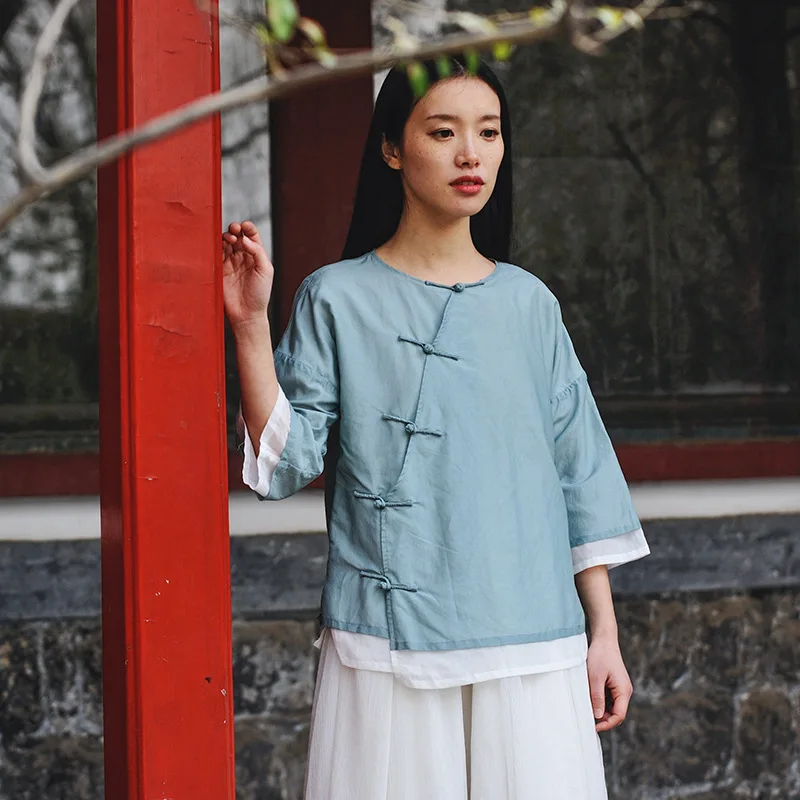 Women blouses Chinese style 2019 women's wear Spring and summer New Retro Silk cotton Jacket Shirt female Plus size N435
Women blouses Chinese style 2019 women's wear Spring and summer New Retro Silk cotton Jacket Shirt female Plus size N435