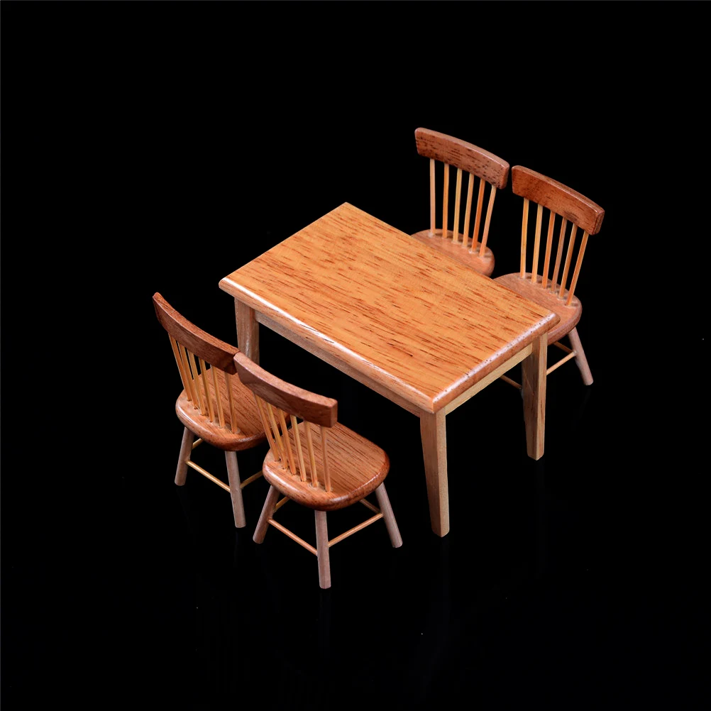 5Pcs 1/12 Scale Miniature Wooden Dining Chair Table Furniture Set For Doll house Miniature Kitchen Food Furniture Toys
5Pcs 1/12 Scale Miniature Wooden Dining Chair Table Furniture Set For Doll house Miniature Kitchen Food Furniture Toys