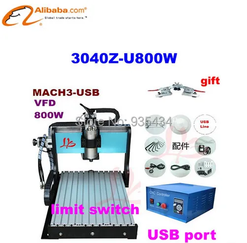 Free ship! Metal Carving Machine USB CNC Engraver 3040 Z-USB 800W VFD spindle with limit switch, USB port with free plain vice
Free ship! Metal Carving Machine USB CNC Engraver 3040 Z-USB 800W VFD spindle with limit switch, USB port with free plain vice
