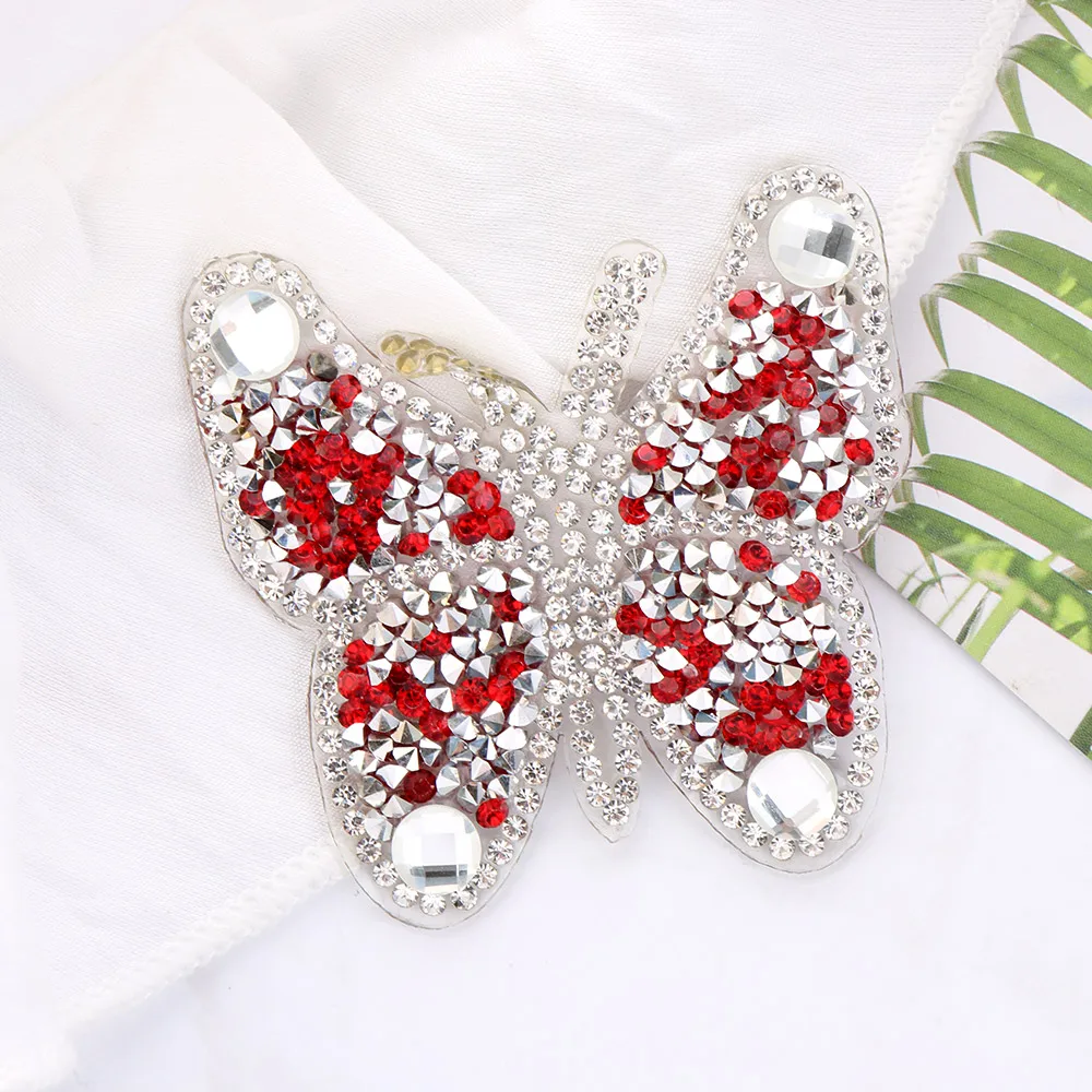 

High Quality Thermal Transfer Garment Decoration Butterfly Motifs Sticker Iron-on Hotfix Rhinestone Patches Clothing Accessories