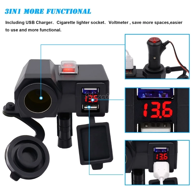 Waterproof Dual USB LED Voltmeter Cigarette Socket With Switch Car Motorcycle June DropShip
Waterproof Dual USB LED Voltmeter Cigarette Socket With Switch Car Motorcycle June DropShip