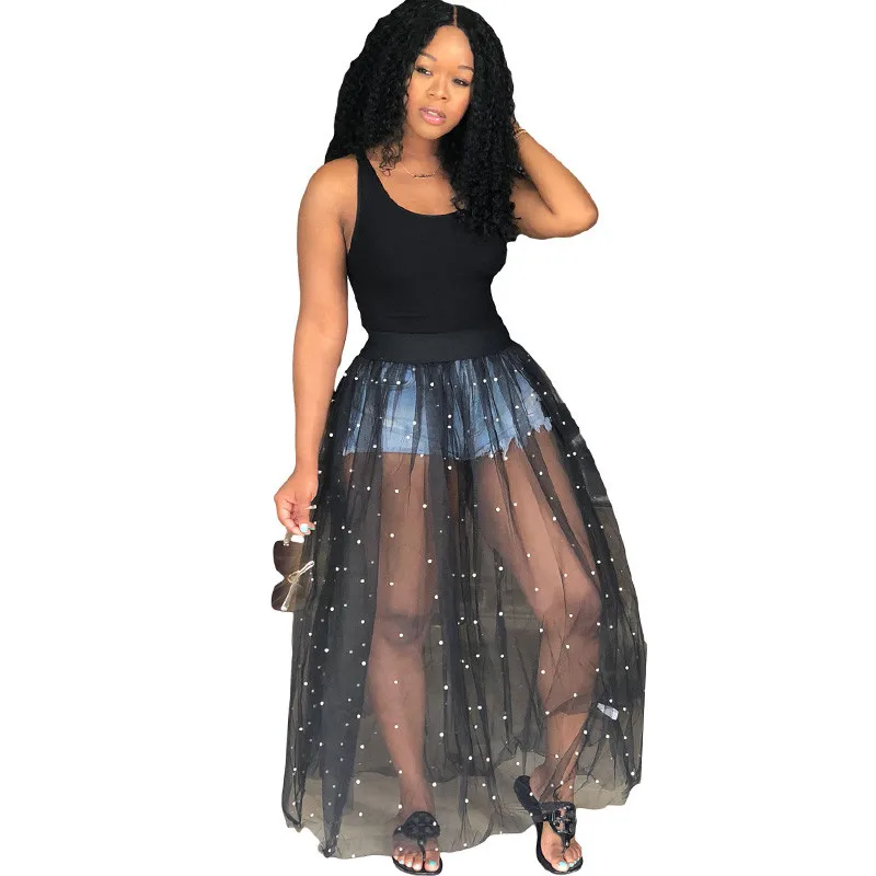 Sexy Black See Through Mesh Club Dress Women Pearl Beading Sleeveless Tank Long Maxi Dresses Ball Gown Summer Dress Sundress
Sexy Black See Through Mesh Club Dress Women Pearl Beading Sleeveless Tank Long Maxi Dresses Ball Gown Summer Dress Sundress