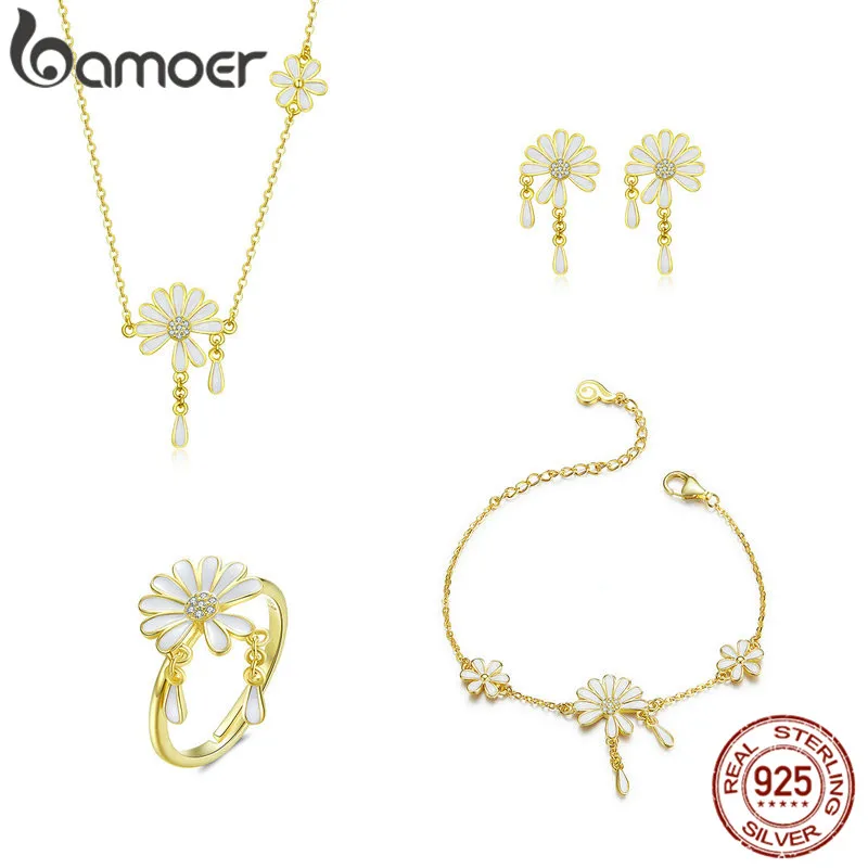 bamoer Falling Petals White Daisy Flower Jewelry Sets for Women Genuine 925 Sterling Silver Earrings and Bracelet Bijoux ZHS123
bamoer Falling Petals White Daisy Flower Jewelry Sets for Women Genuine 925 Sterling Silver Earrings and Bracelet Bijoux ZHS123