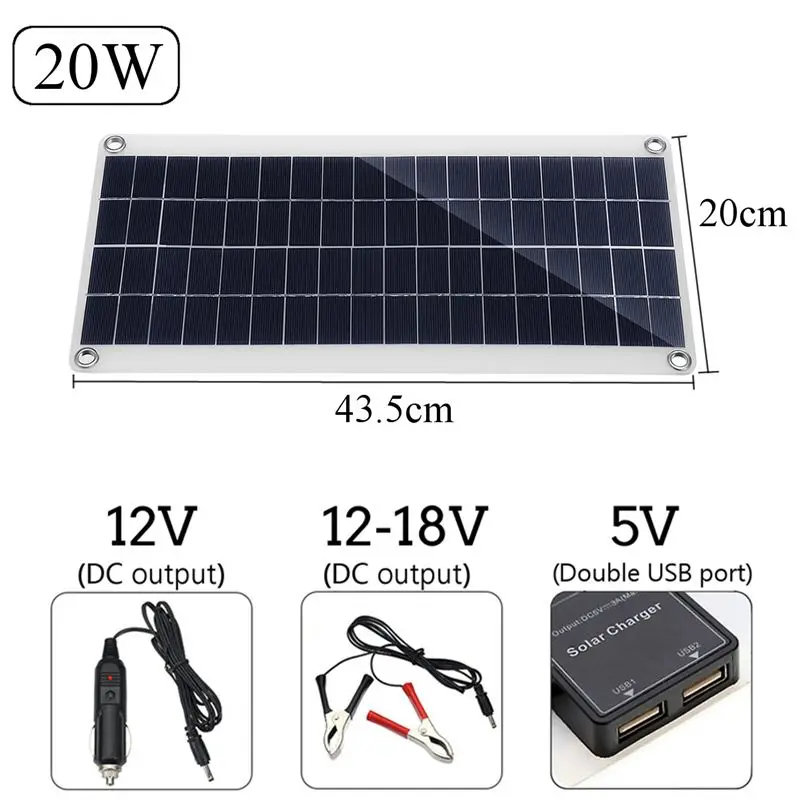 20W 18V Flexible Solar Panel System Battery Dual Output Solar Power Energy With USB Interface Monocrystalline Silicon
20W 18V Flexible Solar Panel System Battery Dual Output Solar Power Energy With USB Interface Monocrystalline Silicon