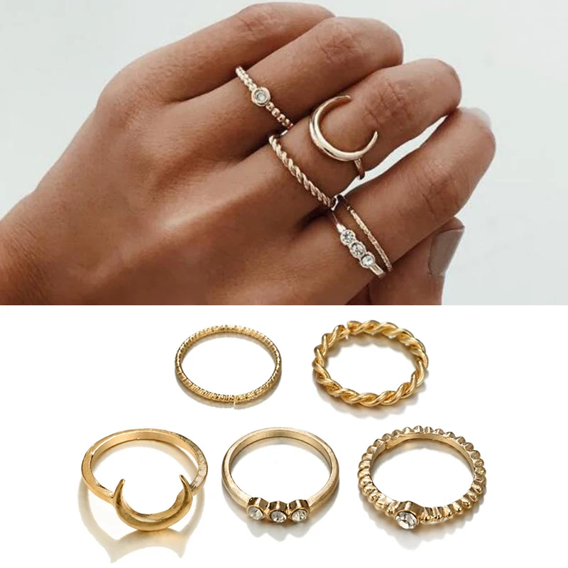 Allergy Free Bohemian Moon Charms Beautiful 2018 New Arrival Wedding 5PCS/Set Seaside Crystal Golden Ring Set Unique Exquesite
Allergy Free Bohemian Moon Charms Beautiful 2018 New Arrival Wedding 5PCS/Set Seaside Crystal Golden Ring Set Unique Exquesite