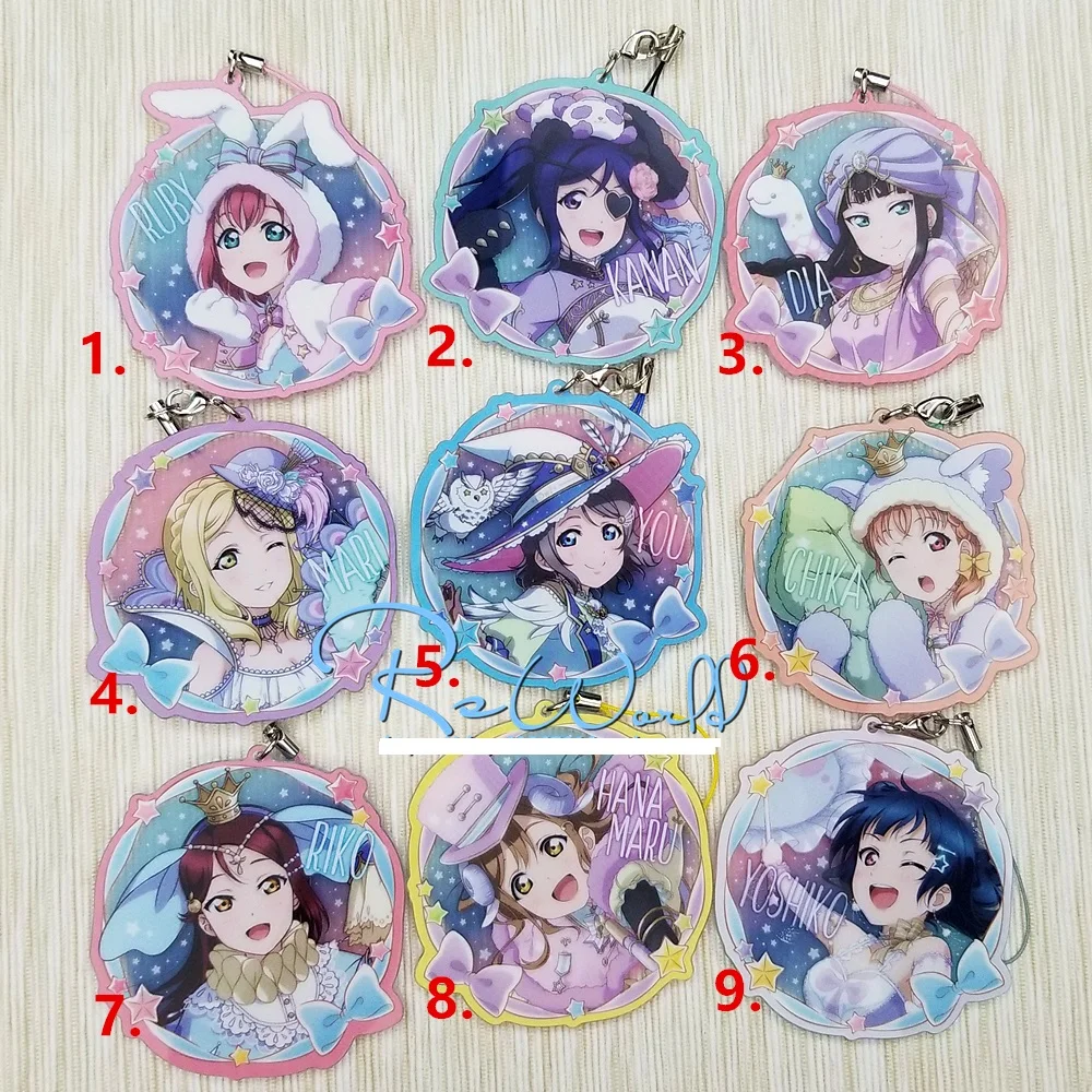 9pcs/lot Love Live Kotori Anime keychain Nico Rin Umi Maki Chika Dia Riko Yoshi kc Kunikida Acrylic strap/phone charm
9pcs/lot Love Live Kotori Anime keychain Nico Rin Umi Maki Chika Dia Riko Yoshi kc Kunikida Acrylic strap/phone charm