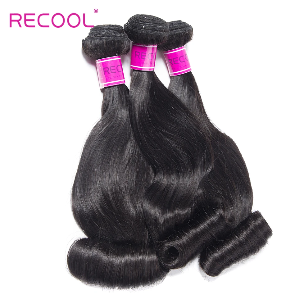 

Recool Funmi Hair 3 Bundles Brazilian Hair Weave Bundles Natural Color Loose Wave Egg Curl Remy Human Hair Extension Can Be Dyed