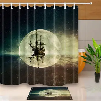 Night Maritime Shower Curtains Moon Old Wooden Sailboat Starry Sky Bathroom Curtain Waterproof and Mildew Proof With 12 Hooks
Night Maritime Shower Curtains Moon Old Wooden Sailboat Starry Sky Bathroom Curtain Waterproof and Mildew Proof With 12 Hooks
